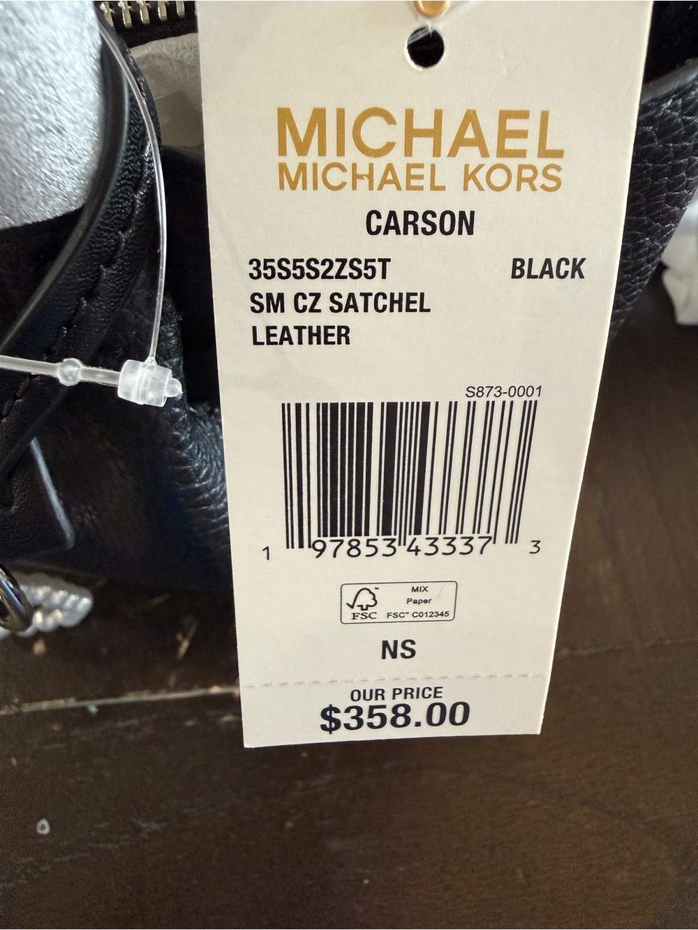 Michael Kors Carson Black Leather Pebbled Small Tote with Charm - Picture 8 of 8